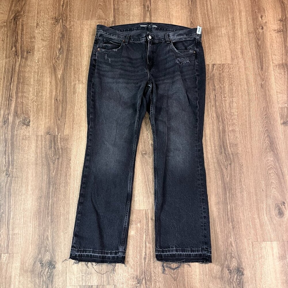 NEW Old Navy Charcoal Distressed Bootcut Raw Hem Jeans Sz 16